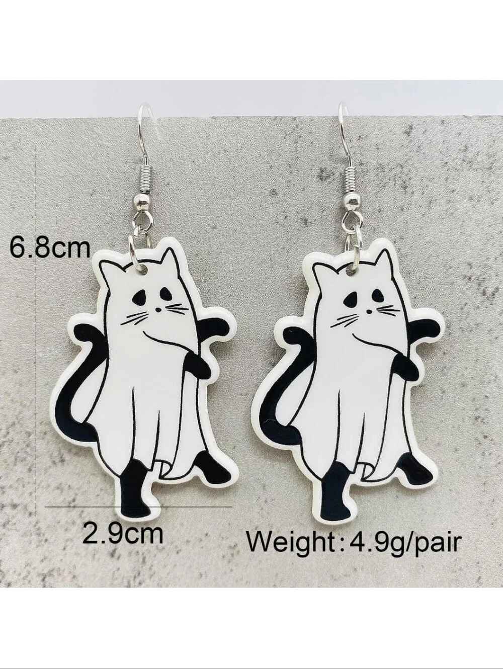 Unbranded Black & White Cat Novelty Dangle Earrings